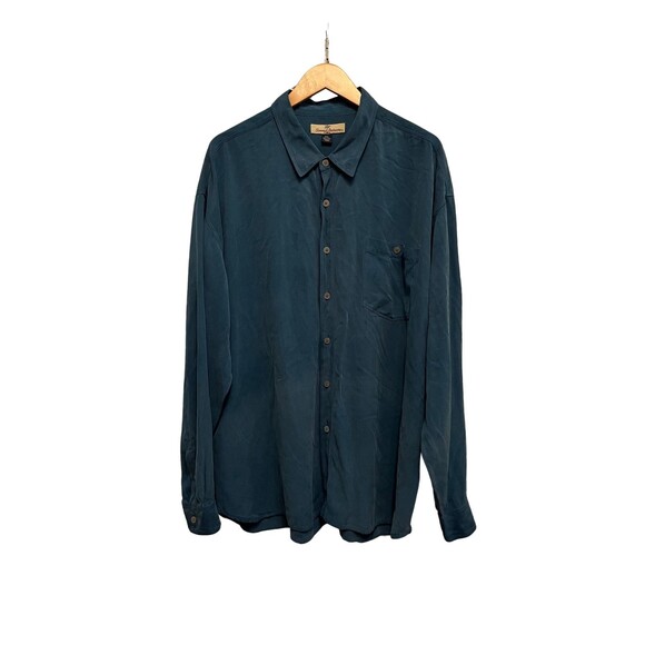 Tommy Bahama Other - Tommy Bahama Men's Shirt Dark Teal Blue 100 Percent Silk Button Down Classic XXL